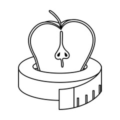 Poster - apple fresh fruit with tape measure