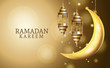 ramadan kareem celebration with lanterns hanging and moon