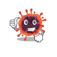 Wall Mural - Cool corona virus zone cartoon design style making Thumbs up gesture