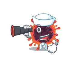 Sticker - Corona virus zone in Sailor cartoon character design with binocular