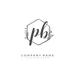 Wall Mural - Handwritten initial letter P B PB for identity and logo. Vector logo template with handwriting and signature style.