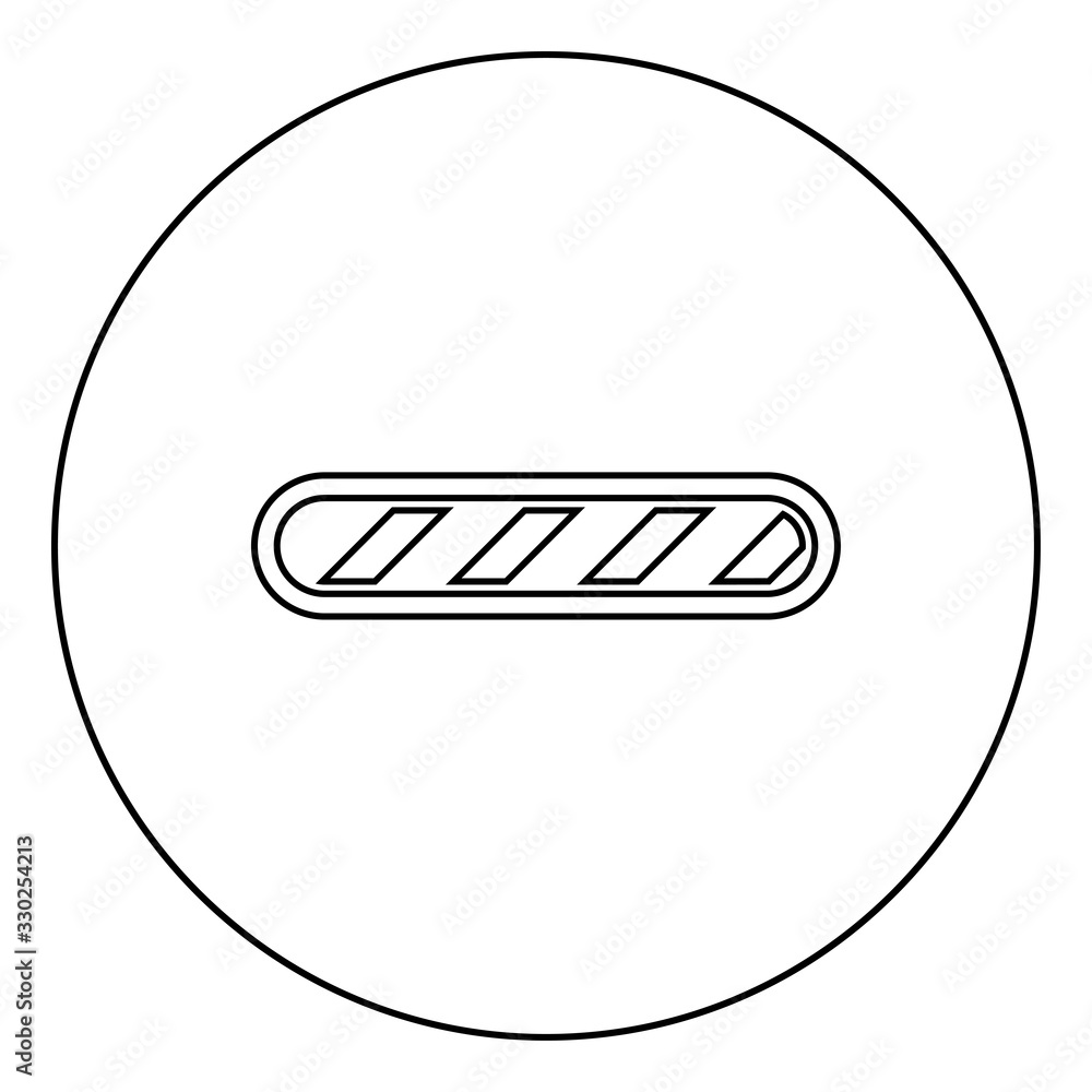 Loading bar of progress status icon in circle round outline black color ...