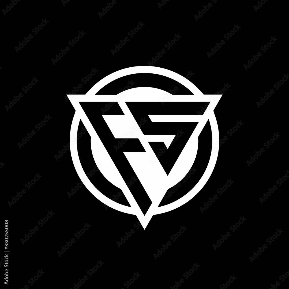 FS logo with negative space triangle shape and circle rounded Stock ...