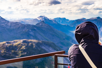 Wall Mural - Tourist on Dalsnibba platform, Norway