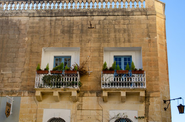 Two traditional balconies in Mdina Malta