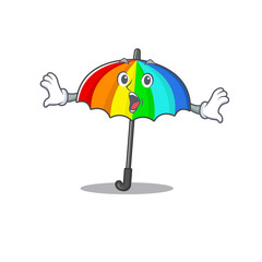 Sticker - A cartoon character of rainbow umbrella making a surprised gesture