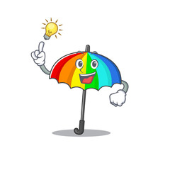 Wall Mural - Have an idea gesture of rainbow umbrella mascot character design