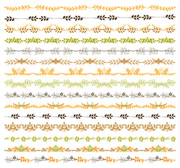Wall Mural - natural leaves borders, dividers and brushes graphic line set