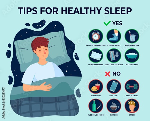 Cuadros en Lienzo Healthy sleep tips infographics