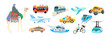 set of hand drawing flat style transport - various means of transportation,