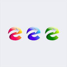 Set Of Letter E Initial Arrow Forward Next Logo Design Template
