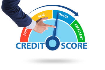 Businessman in credit score concept