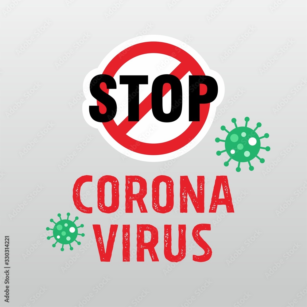 Stop Corona Virus Red Sign Illustration Covid 19 Tag Label Poster