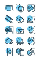 Wall Mural - set of icons security, line style icon