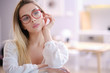 Cute young business woman with glasses