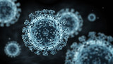 Fototapeta  - Detailierter Corona Viren auf dunklem Untergrund - Wuhan Virus	