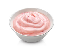 Strawberry Yogurt Isolated On White Background