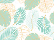 Vector seamless tropical pattern with leaves on white  background. Vector  floral illustration for textile, print, wallpapers, wrapping.