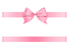 Pink Ribbon And Bow Isolated On White Background