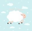 © Tiana_Geo - Cartoon sheep in in the sky vector illustration. Cartoon cute white sheep, stars, clouds. Graphic for Valentine`s Day cards. I love you to the moon and back