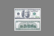 © Chernobrovin - Front and back side of one hundred US dollar banknote with portrait of american president benjamin franklin on isolated gray background