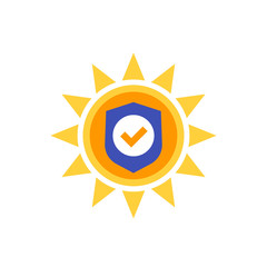 Poster - UV protection icon, sun with shield