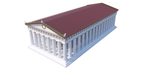 parthenon, ancient greek temple, visualization, 3d illustration