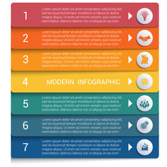 Infographics from color strips. Modern infographics 7 options for banner, business processes, workflow, diagram, flowcharts