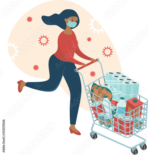 Cuadros en Lienzo Coronavirus panic shopping COVID-19 concept