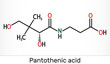 Pantothenic acid ( vitamin B5, pantothenate ) . Structural chemical formula and molecule model