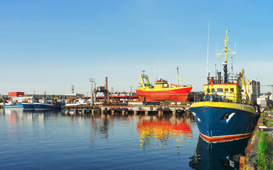 Wall Mural - Ships on the Marina in Ventspils in Latvia