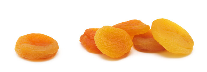 Wall Mural - Dried apricots on a white background