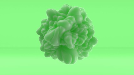 Wall Mural - 3d Looped abstract sphere with bulging. Wavy surface with ripples. Trendy monochrome texture, isolated ball with convexity, cell motion graphic design, animated elastic texture.