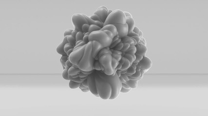 Wall Mural - 3d Looped abstract sphere with bulging. Wavy surface with ripples. Trendy monochrome texture, isolated ball with convexity, cell motion graphic design, animated elastic texture.