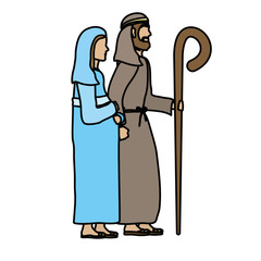 cute mary virgin and saint joseph manger characters