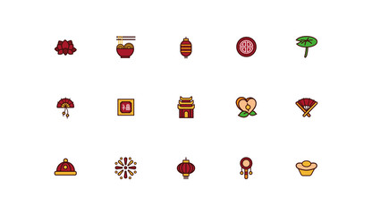 Poster - bundle of chinesse new year set icons