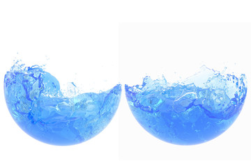 Wall Mural - liquid water splash inside sphere isolate on white background. 3d render