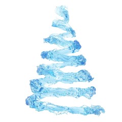 Wall Mural - water liquid christmas tree shape idea concept on white background. 3d render.