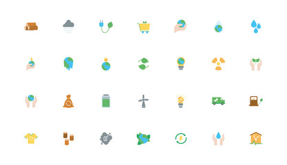 Poster - bundle of climate change set flat icons