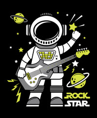 Astronaut Rock Star art design vector illustration ready for print on t-shirt, apparel, poster and other uses.	