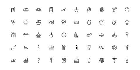 Sticker - bundle of restaurant set line icons