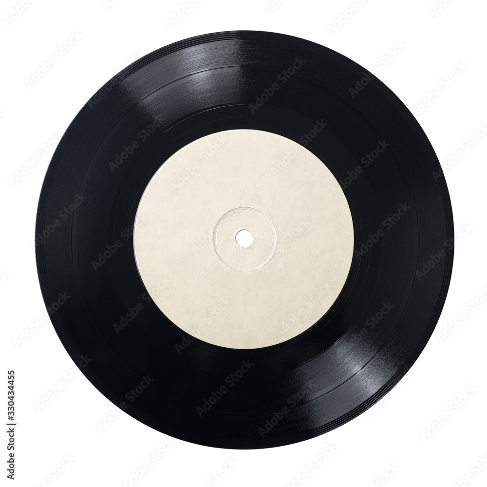 7-inch vinyl record isolated on white. - obrazy, fototapety, plakaty 