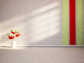 Wall Mural - vase in the empty room, 3d