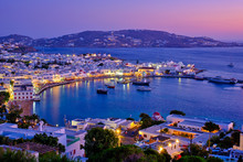 Mykonos Island Port With Boats, Cyclades Islands, Greece
