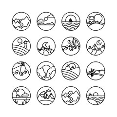 Sticker - bundle of landscapes circular set scenes