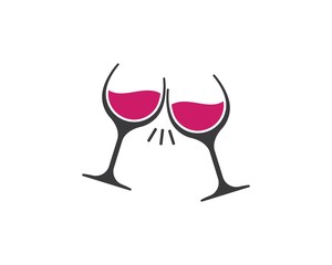 wine glasses toasting logo icon vector