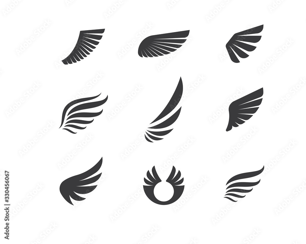 wing logo symbol icon vector illustration - obrazy, fototapety, plakaty 