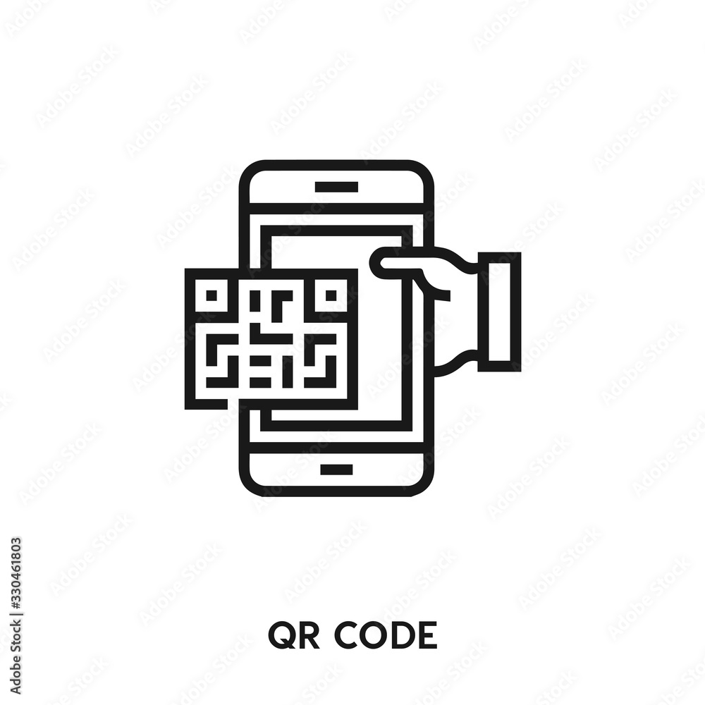 QR code vector line icon. Simple element illustration. QR code icon for ...