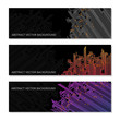 Hi-tech banners with microchip elements and copy space for any text on black background. Bright trendy set