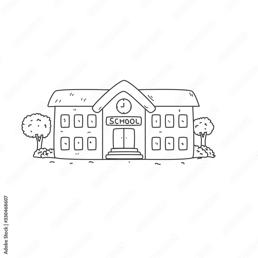 School building vector illustration in hand drawn style suitable for ...